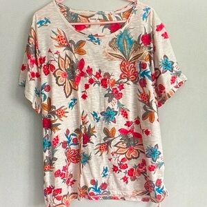 Allison Daley Multicolor Floral Short Sleeve Top